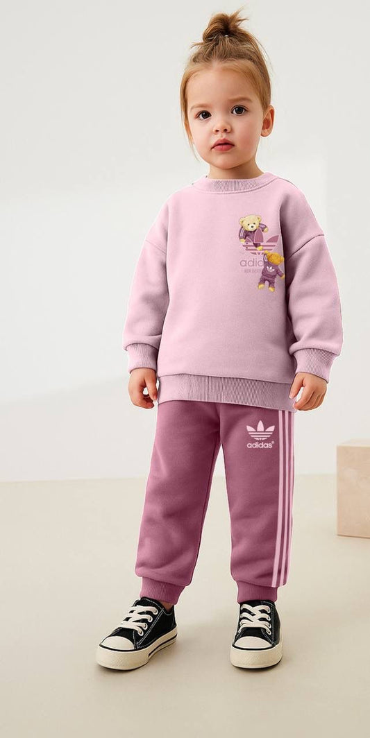 ADS Bear Baskılı İkili Takım Pembe