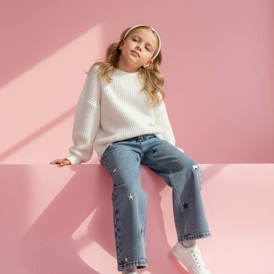 🌟 Shining Star Wide-Leg Denim Pantolon