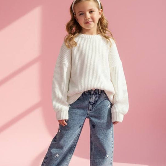 🌟 Shining Star Wide-Leg Denim Pantolon