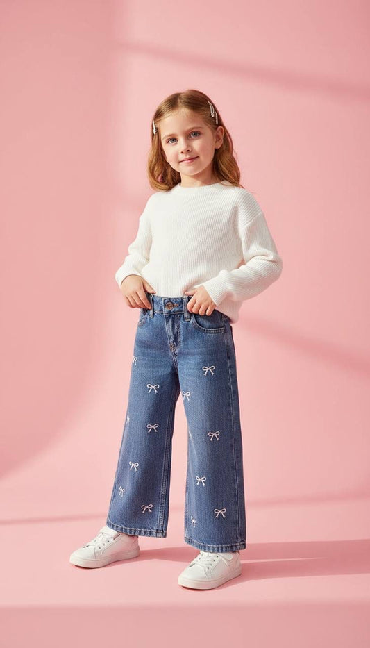 Fiyonk Nakışlı İspanyol Paça Jean