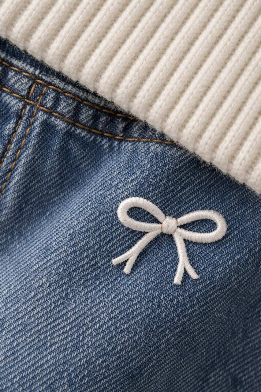 Fiyonk Nakışlı İspanyol Paça Jean