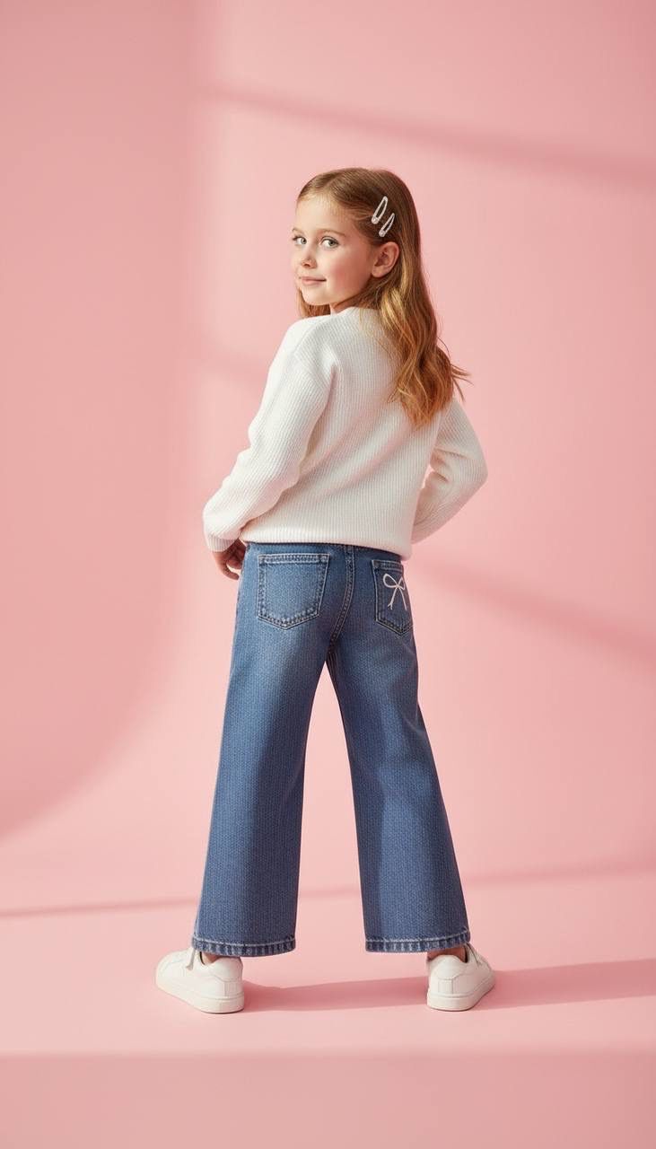 Fiyonk Nakışlı İspanyol Paça Jean