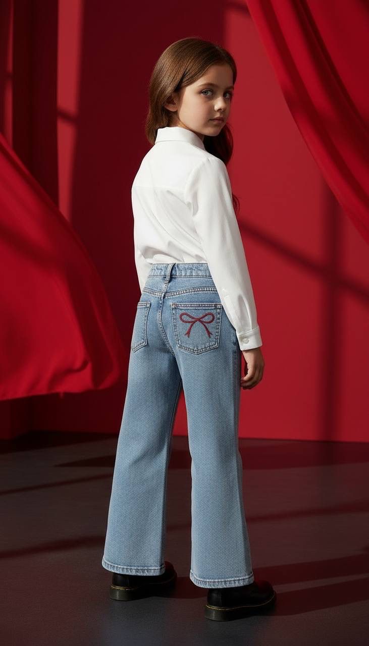 Fiyonk Nakışlı İspanyol Paça Jean