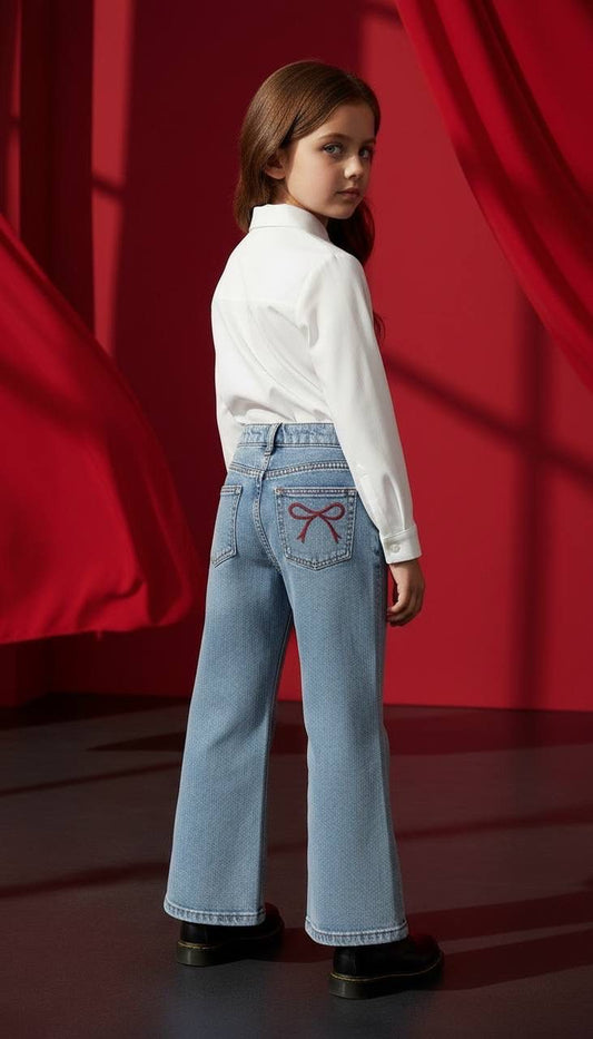 Fiyonk Nakışlı İspanyol Paça Jean