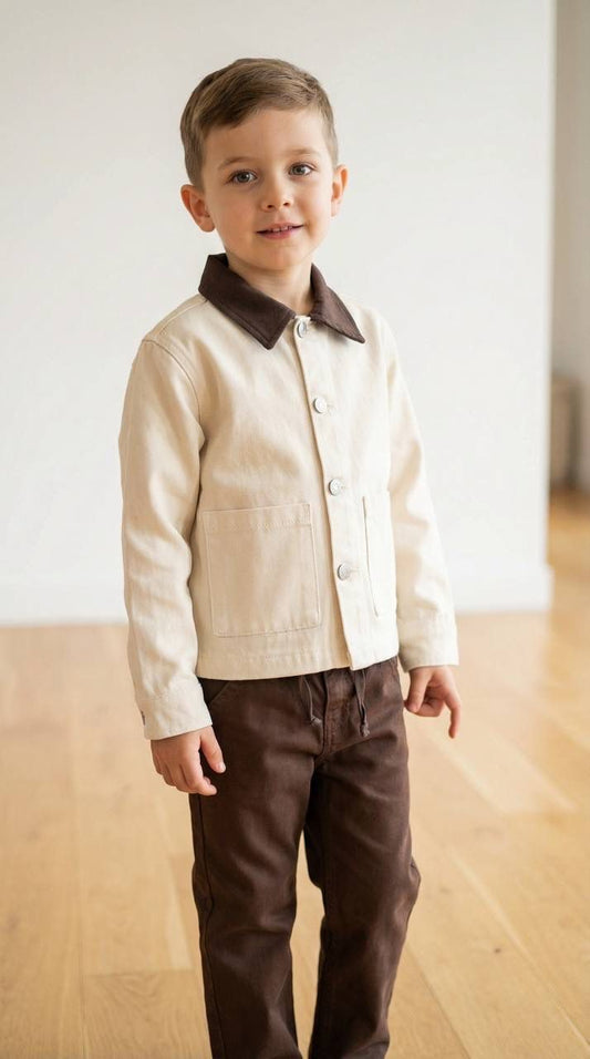 Kontrast Yakalı Kanvas Takım