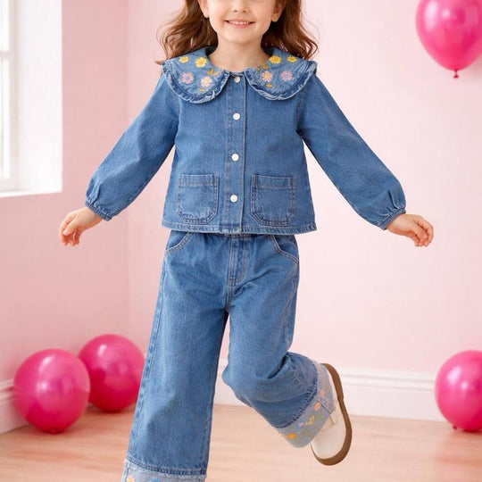 Nakış İşlemeli Denim İkili Takım