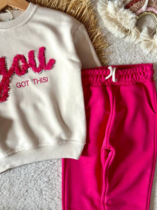 "You Got This" Baskılı Polar Eşofman Takımı