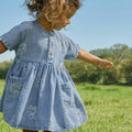 Papatya Desenli Bebek Kot Elbise - Mavi Denim