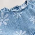 Papatya Desenli Bebek Kot Elbise - Mavi Denim