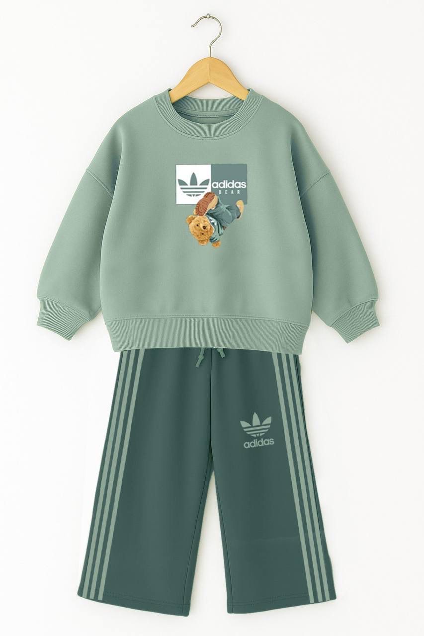 ADS Bear Baskılı İkili Takım-Yeşil