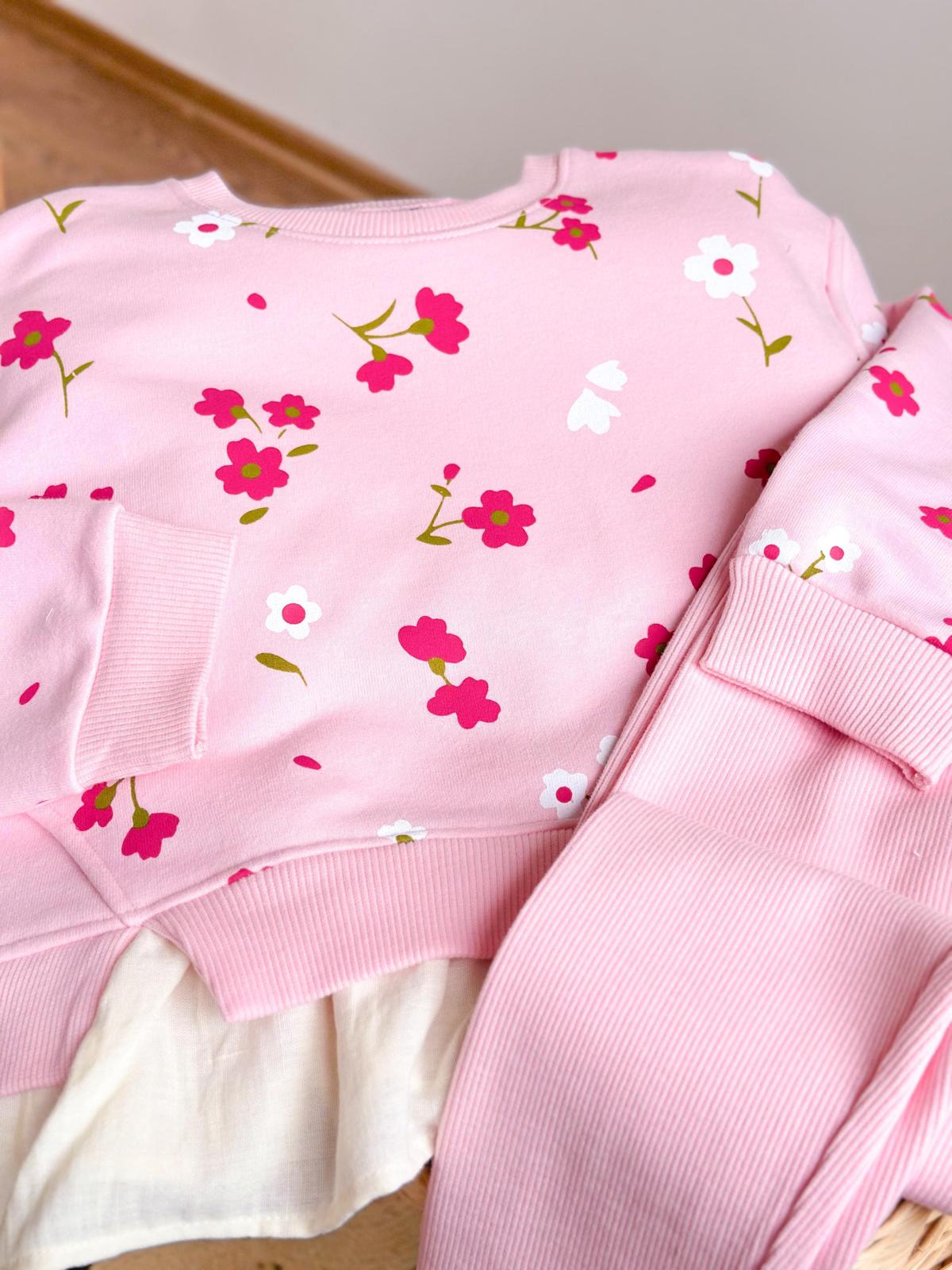 EtekUçlu Çiçek Baskılı İkili Takım